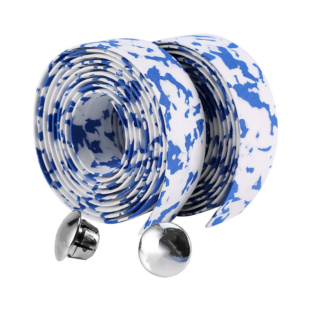 Bike -Lenkerband, Fahrrad Grip Tape 2pcs Cycling Road -Lenker Grip Wrap Klebeband mit 2 Steckplätzen Griff Bleieband Fahrrad Zum Radfahren und Straßenrennen (Blau weiß) von TARSHYRY