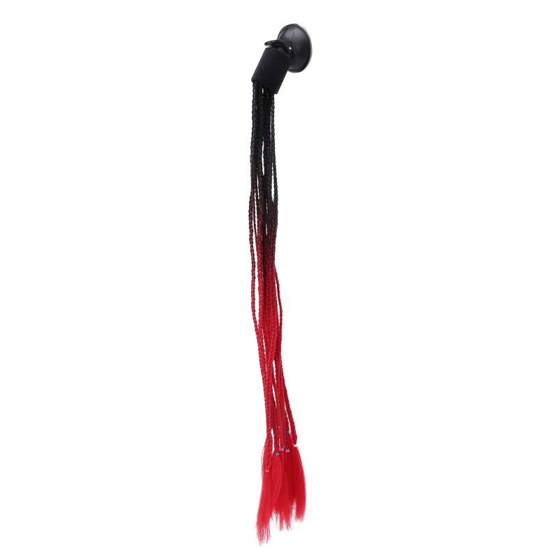Helmgeflechts Saugnapfbecher, Punk -Motorradhelm Zöpfe Pigtails Gradient Hochtemperatur Synthetischer Haarhelm Zöpfen für Alle Arten von Helmen (Schwarz und Rot) von TARSHYRY