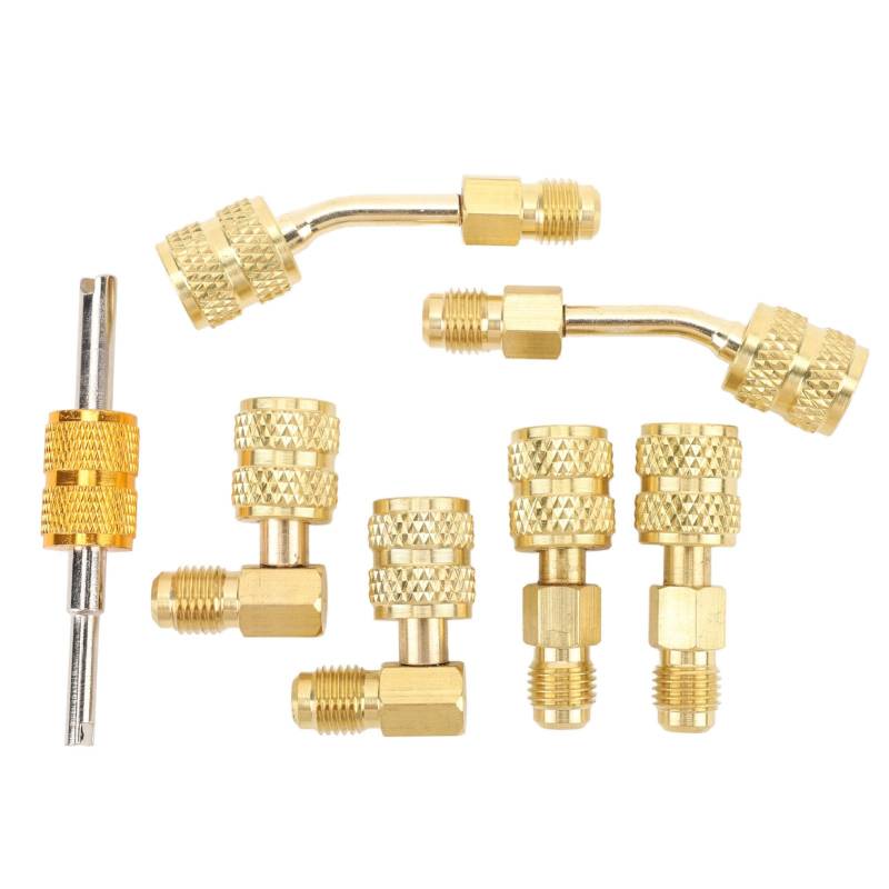 TARSHYRY R410A Kältemittel Schlauchadapter, R410A Split Adapter Kit Messing mit Ventilkernentferner Adapter Kit für Split Klimaanlage von TARSHYRY