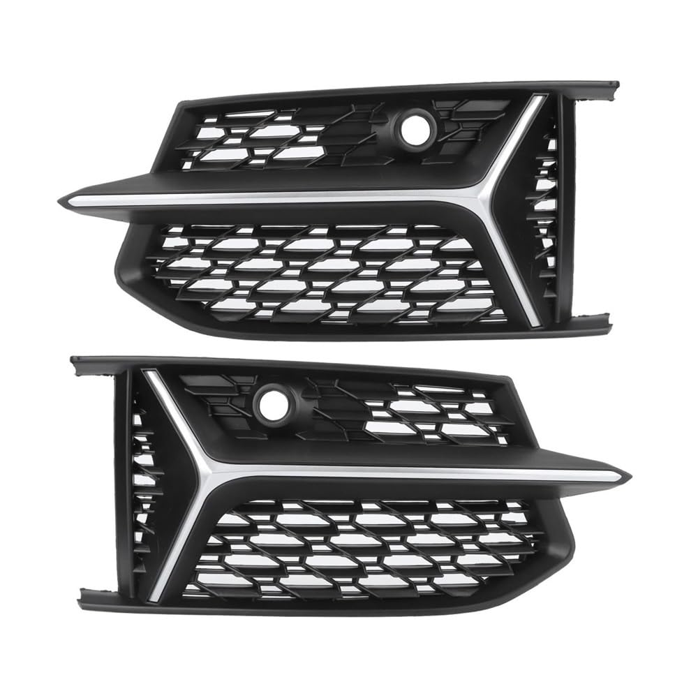 Auto-Frontgrill Chrom/Schwarz HEX Nebelscheinwerfer Grill Auto Nebelscheinwerfer Kühlergrill Abdeckung Trim Für A6 C8 S6 2019 2020(Chrome Silver) von TASEKI
