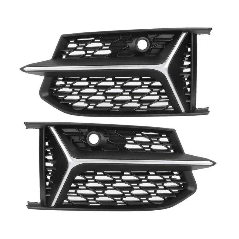 Auto-Frontgrill Chrom/Schwarz HEX Nebelscheinwerfer Grill Auto Nebelscheinwerfer Kühlergrill Abdeckung Trim Für A6 C8 S6 2019 2020(Chrome Silver) von TASEKI