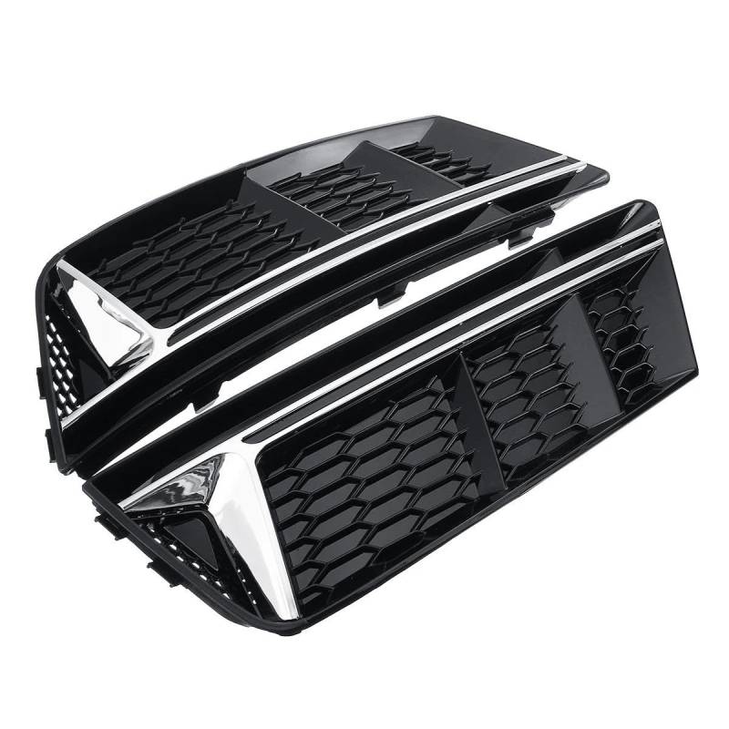 Auto-Frontgrill Nebelscheinwerfer-Lichtgitter-Abdeckung, Frontstoßstange Renngitter Für A4 B9 2017 2018 2019 Standard-Stoßstangen-Nebelscheinwerfer-Abdeckung(09) von TASEKI