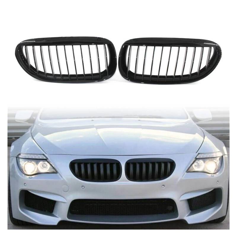 Auto Kühlergrill Für E63 E64 6 Serie 650i M6 2004 2005 2006 2007 2008 2009 2010 2 Stücke Glänzend Schwarz Auto Frontgrill Niere Mesh Grill Front Kühlergrill von TASEKI
