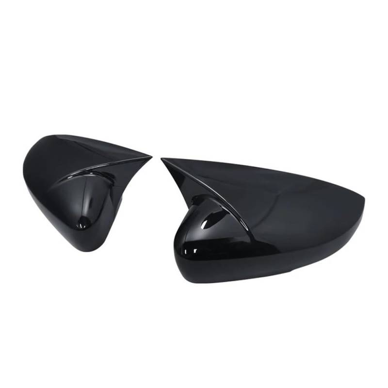 Automobil-Rückspiegelgehäuse ABS-Seitenrückspiegel-Abdeckkappen Shell Trim OX Horn Style Außen 2 Stück Für Polo MK5 6R 6C 2009–2017 Spiegelkappen(Bright black) von TASEKI