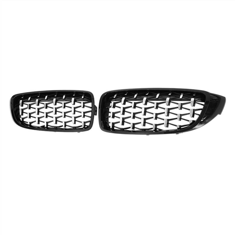 TATARENGS Kühlergrille Kompatibel Mit 4er Für F83 2014 2015 2016 2017 2018 2019 2020 Nierengitter Lufteinlass Grill Auto Frontgitter Stoßstange Motorhaube Obere Gitterabdeckung(Silver and Black) von TATARENGS