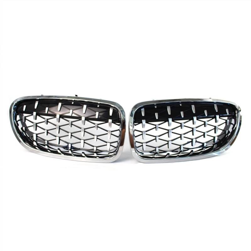 TATARENGS Kühlergrille Kompatibel Mit 5er Für F10 F11 F18 520i 525i 528i 530i 2010 2011 2012 2013 Nierengitter Lufteinlass Grill Auto Frontgitter Stoßstange Haube Obere Gitterabdeckung(All Silver) von TATARENGS