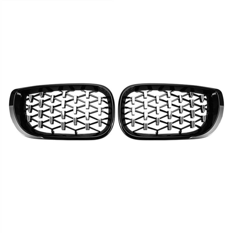 TATARENGS Kühlergrille Kompatibel Mit E46 2002 2003 2004 2005 Auto Snap-on Obere Grillabdeckung Stoßstange Haube Vorne Nierengitter(Silver Black) von TATARENGS