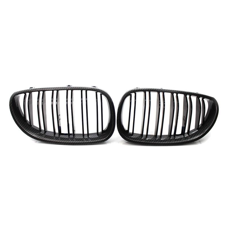 TATARENGS Kühlergrille Kompatibel Mit E60 E61 M5 5er Serie 2003 2004 2005 2006 Nierengitter Lufteinlass Grill Auto Frontgitter Stoßstange Motorhaube Obere Grillabdeckung(Carbon Fiber) von TATARENGS