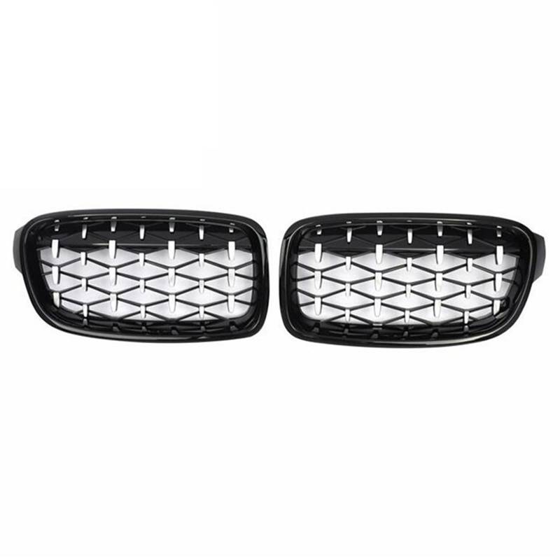 TATARENGS Kühlergrille Kompatibel Mit F30 F35 F31 2012 2013 2014 2015 2016 2017 2018 Auto Front Nierengitter Lufteinlass Grill Stoßstange Obere Grillabdeckung Stoßstange Haube(Black and Silver) von TATARENGS