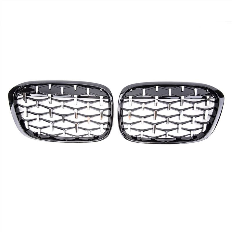 TATARENGS Kühlergrille Kompatibel Mit F48 2014 2015 2016 2017 2018 2019 Auto Front Nierengitter Stoßstange Haube Lufteinlass Grill Obere Grillabdeckung(Silver and Black) von TATARENGS