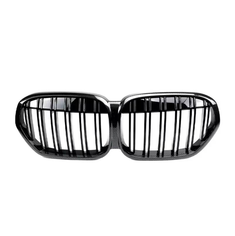 TATARENGS Kühlergrille Kompatibel Mit Für X1-Serie Für F48 F49 2019 2020 2021 2022 Auto-Frontnieren-Stoßstangengrill Einzel-Doppellamellengrill Autozubehör(Carbon,Dual) von TATARENGS