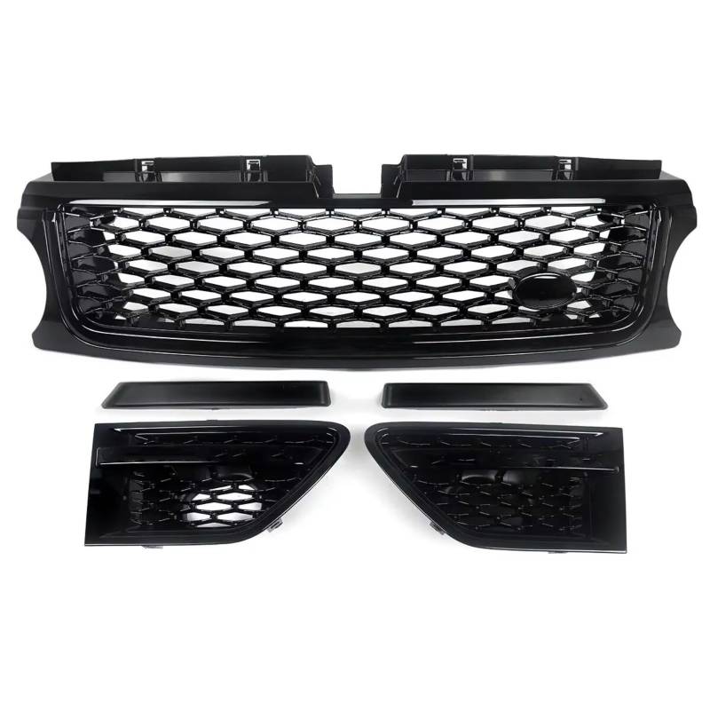 TATARENGS Kühlergrille Kompatibel Mit Land Für Rover Für Range Für Rover Sport 2010 2011 2012 2013 Auto Glänzend Schwarzer Kühlergrill Air Side Vents Grille Frontstoßstangengrill von TATARENGS