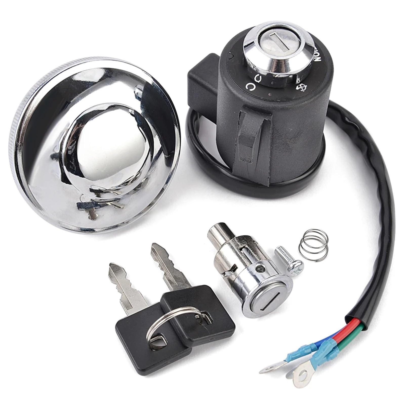 TATARENGS Motorrad Zündschloss Kompatibel Mit Xl1200s Für Sportster 1200 Sport 1996–2002 Für Xl883r 2011 Motorrad Zündschalter Tankdeckel Verriegelungssatz 4815405a von TATARENGS