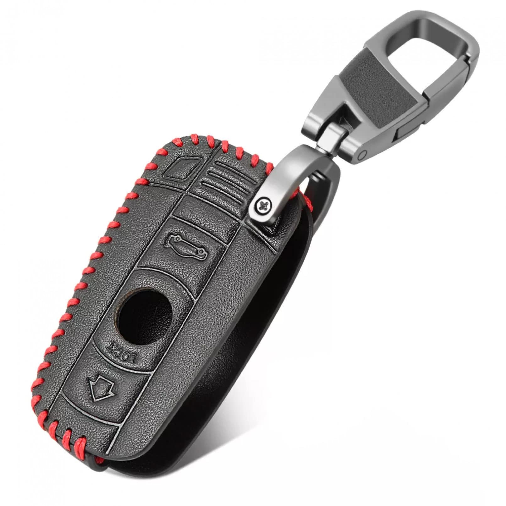 Leder Autoschlüssel Fall Remote Protector Cover Tasche Shell Schlüsselanhänger Zubehör 3 Taste für BMW 1 3 5 6 7 Serie E90 E92 E93 von TATINE