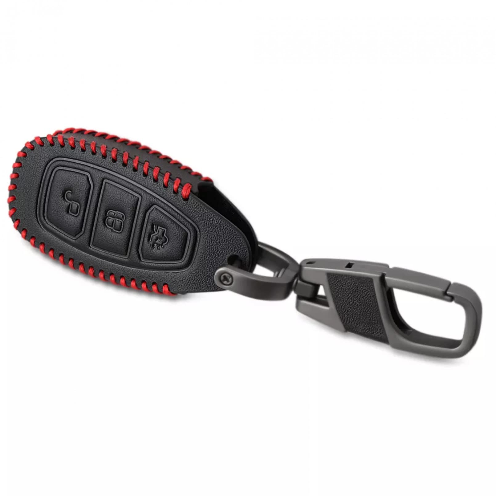 Leder Autoschlüssel Hülle Fernbedienung Schutzhülle Tasche Shell Schlüsselanhänger Zubehör für Ford Focus RS Fiesta Mondeo Kuga B-Max Grand C-MAX S-MAX Galaxy von TATINE