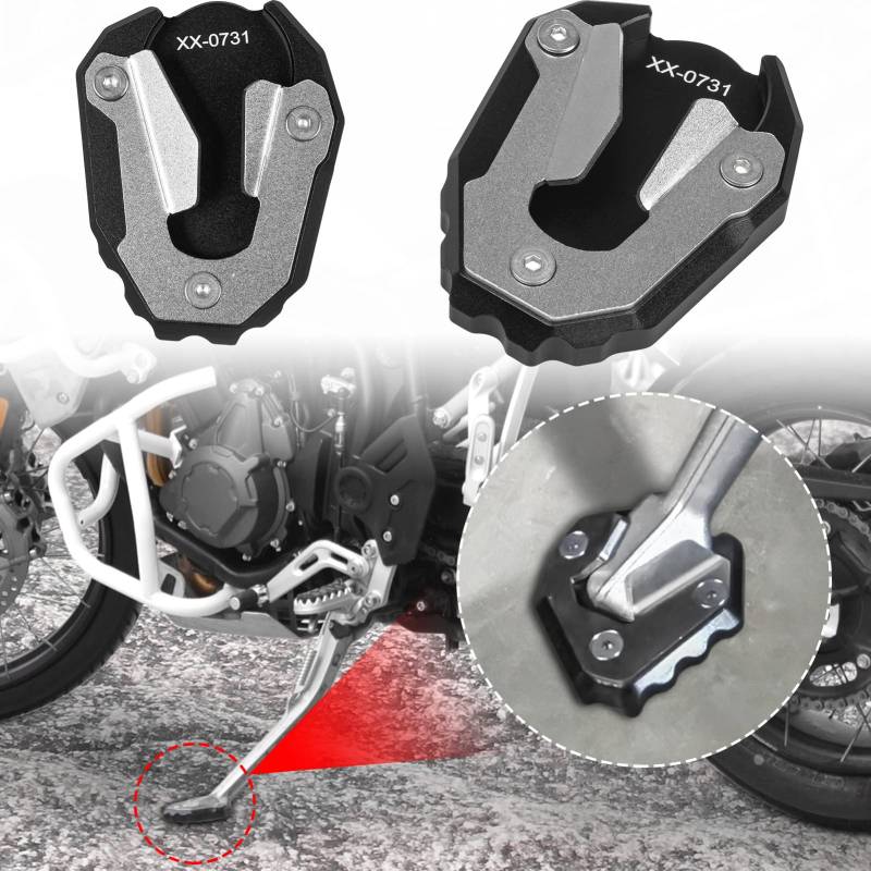Motorrad-Aluminium-Fußseitenständer-Verlängerung, Ständerverlängerung, Stützplatte, rutschfestes Seitenständer-Vergrößerungspolster, kompatibel mit Tiger900 Rally Pro 2021 2022 2023 von TAZGANTAX