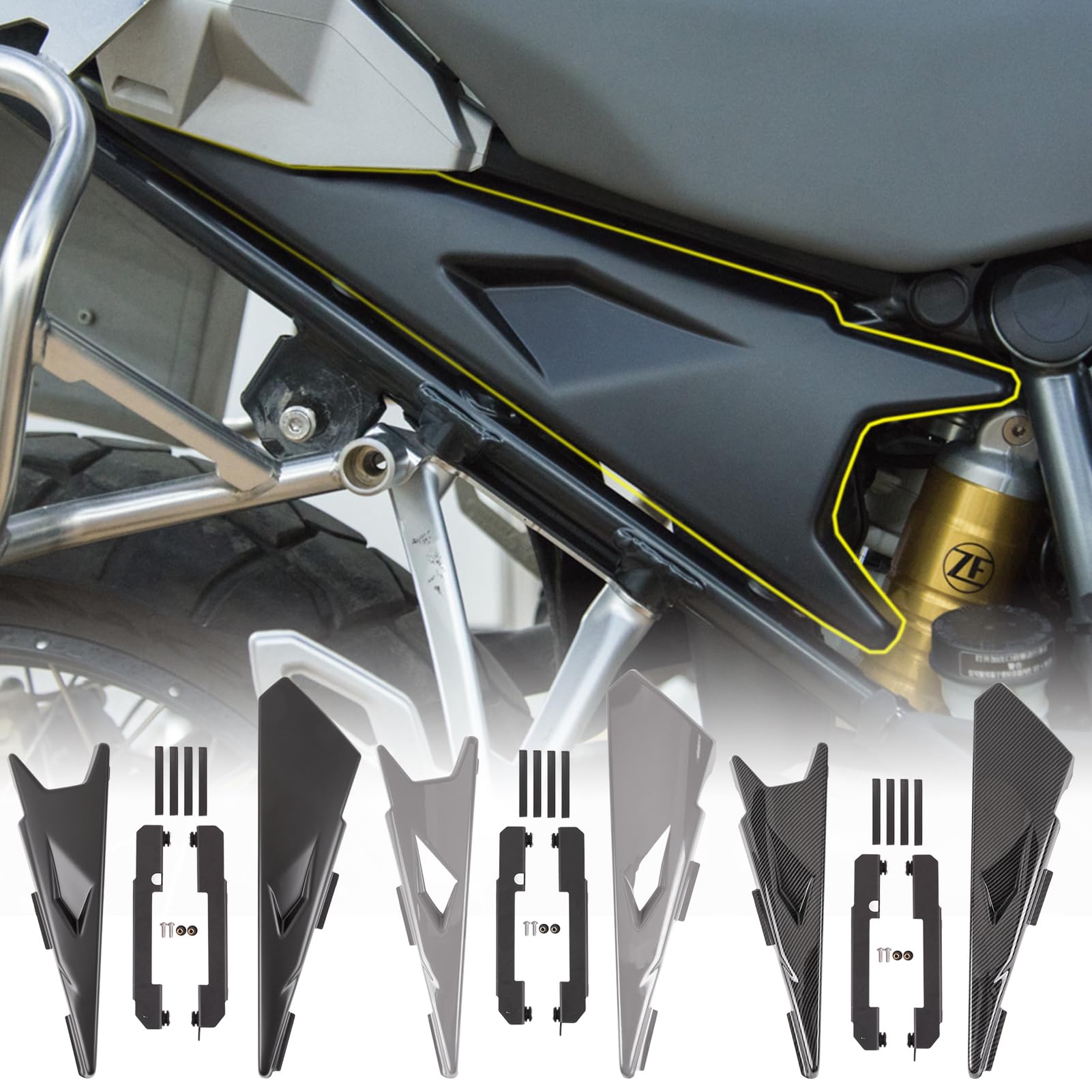 Motorrad-Beifahrersitz-Seitenverkleidungs-Rahmenschutz, kompatibel mit B-M-W R1200GS R 1200 GS/ADV LC (2017–2020) R1250GS R 1250 GS/ADV (2018–2023). Obere Verkleidungsverkleidung (Schwarz) von TAZGANTAX