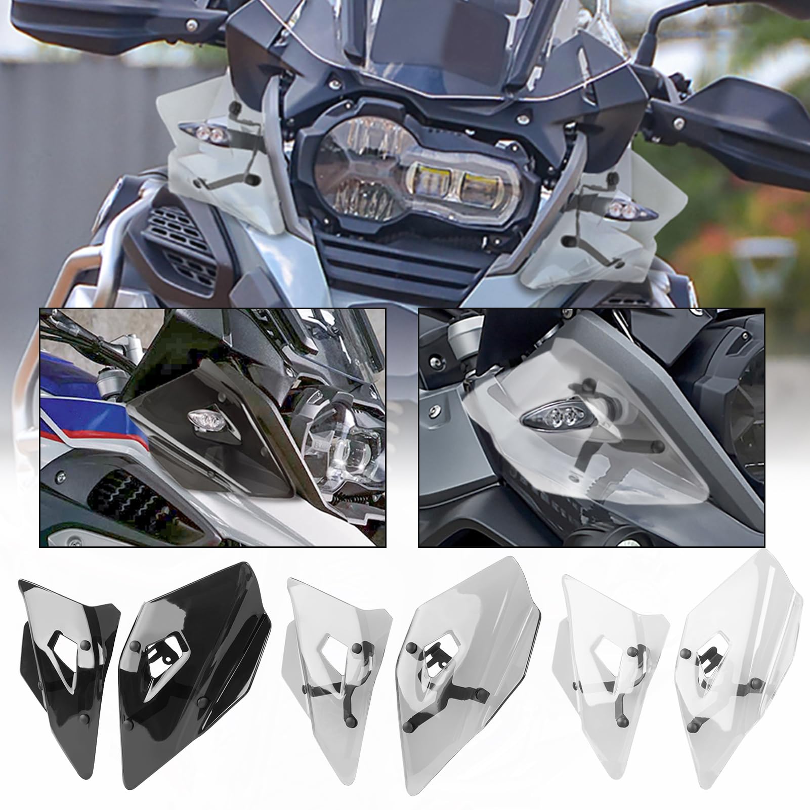 Motorrad-Blinker-Seiten-Winglet-Windschutzscheibenschutz, kompatibel mit B.M.W R1250GS R 1250 GS ADV (2019–2023), R1200GS R1200 GS LC (2013–2019), F750GS F850GS (2018–2023), Windabweiser (Rauch) von TAZGANTAX
