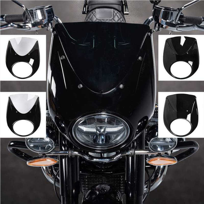 Motorrad-Frontscheinwerfer-Verkleidungsmaske für R18 R 18 R-18 Fahrräder 2020-2024 Runde Windschutzscheiben-Abdeckung Fliegengitter-Schutz Scheinwerferschutz (Leichter Rauch-Schwarz) von TAZGANTAX