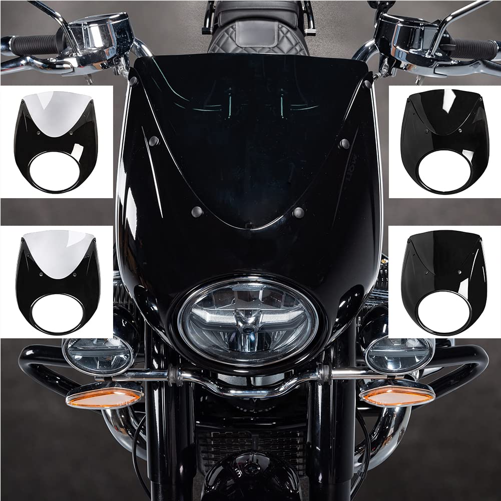 Motorrad-Frontscheinwerfer-Verkleidungsmaske für R18 R 18 R-18 Fahrräder 2020-2024 Runde Windschutzscheiben-Abdeckung Fliegengitter-Schutz Scheinwerferschutz (Rauch-Schwarz) von TAZGANTAX