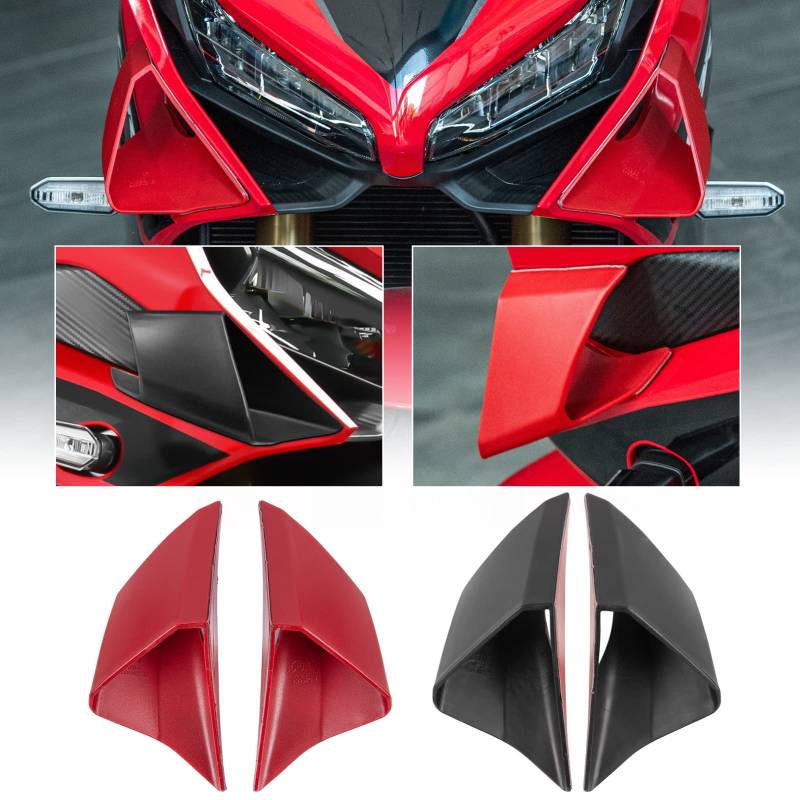 Motorrad-Seitenverkleidungs-Flügelabweiser für CBR650R Winglets, aerodynamische dynamische Zierabdeckung, Seitenschutz, kompatibel mit Ho-nda CBR 650 R CBR-650-R CBR650 R 2019 2020 2021 (Rot) von TAZGANTAX