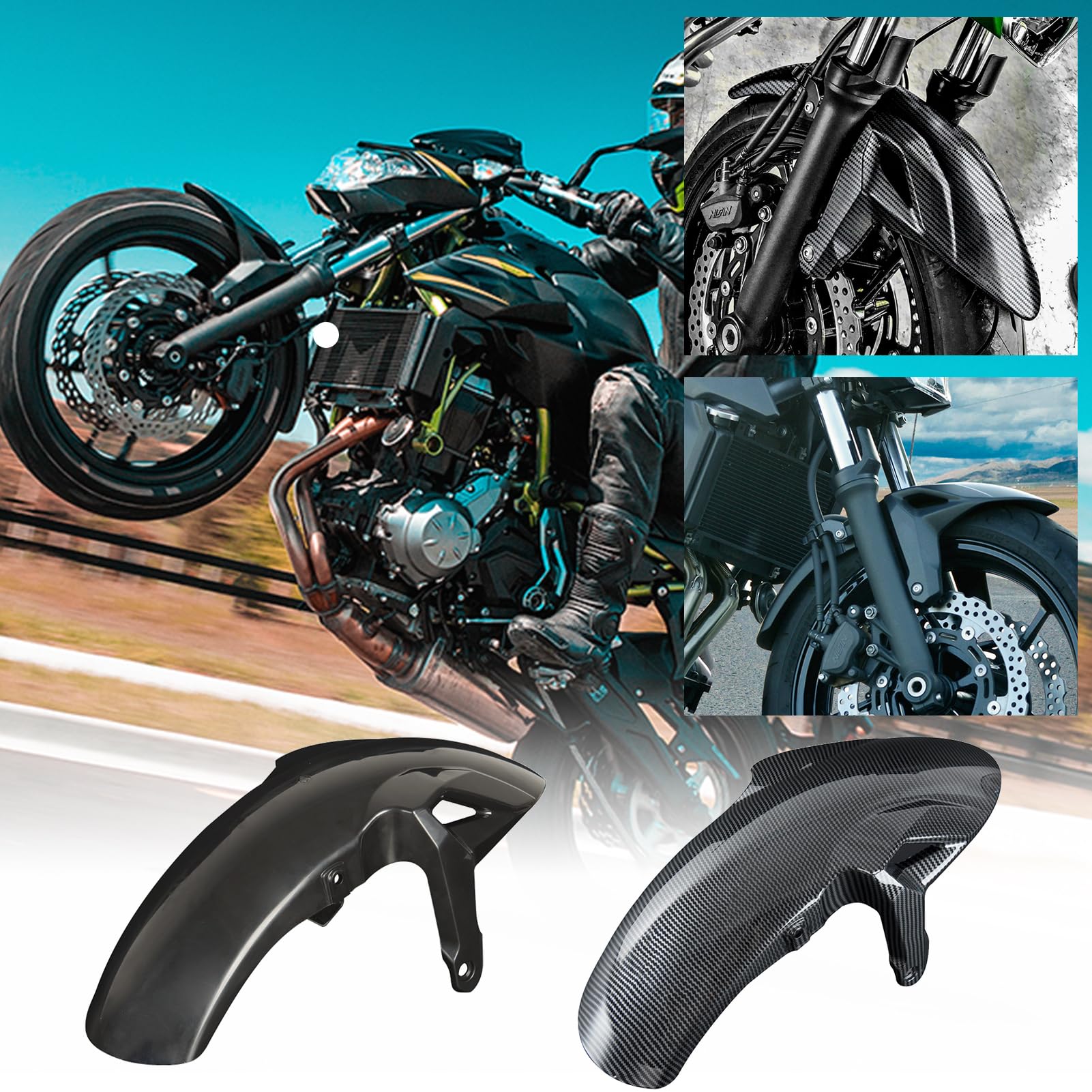 Motorrad Vorderrad Kotflügel Z650 Kotflügelabdeckung Verkleidung Schmutzfängerschutz Kompatibel mit K-awasaki Z650 Ninja 650 Ninja 650 2017 2018 2019 2020 2021 2022 2023 Spritzschutz (Unbemalte Farbe) von TAZGANTAX