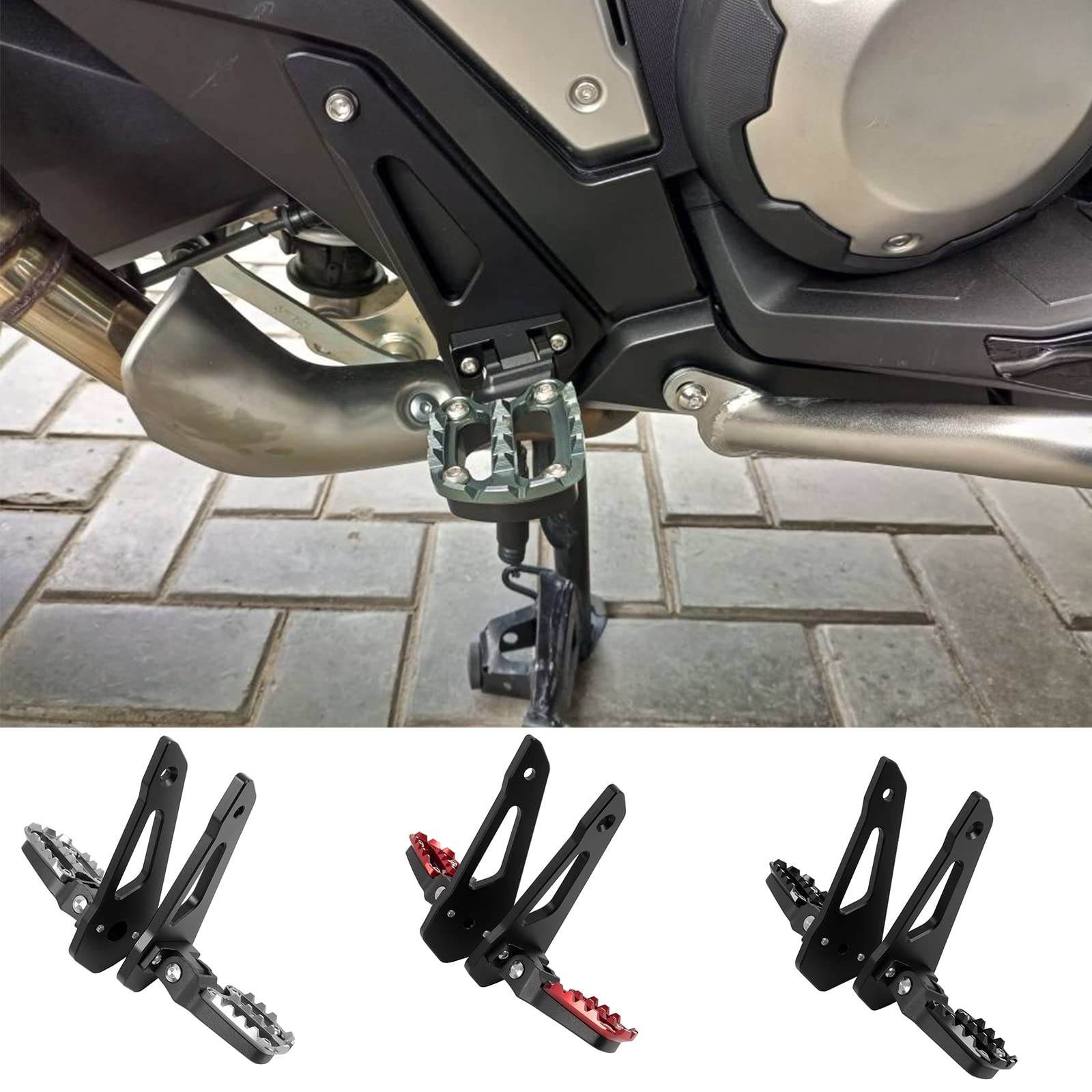 TAZGANTAX Faltbare Fußrasten für Fußrastenanlage passend für Ho-nda X-ADV 750 2021 2022 Motorrad-Fußrasten-Sets Fußrasten-Stützen Pedale XADV 750 X ADV750 Zubehör (Titan) von TAZGANTAX