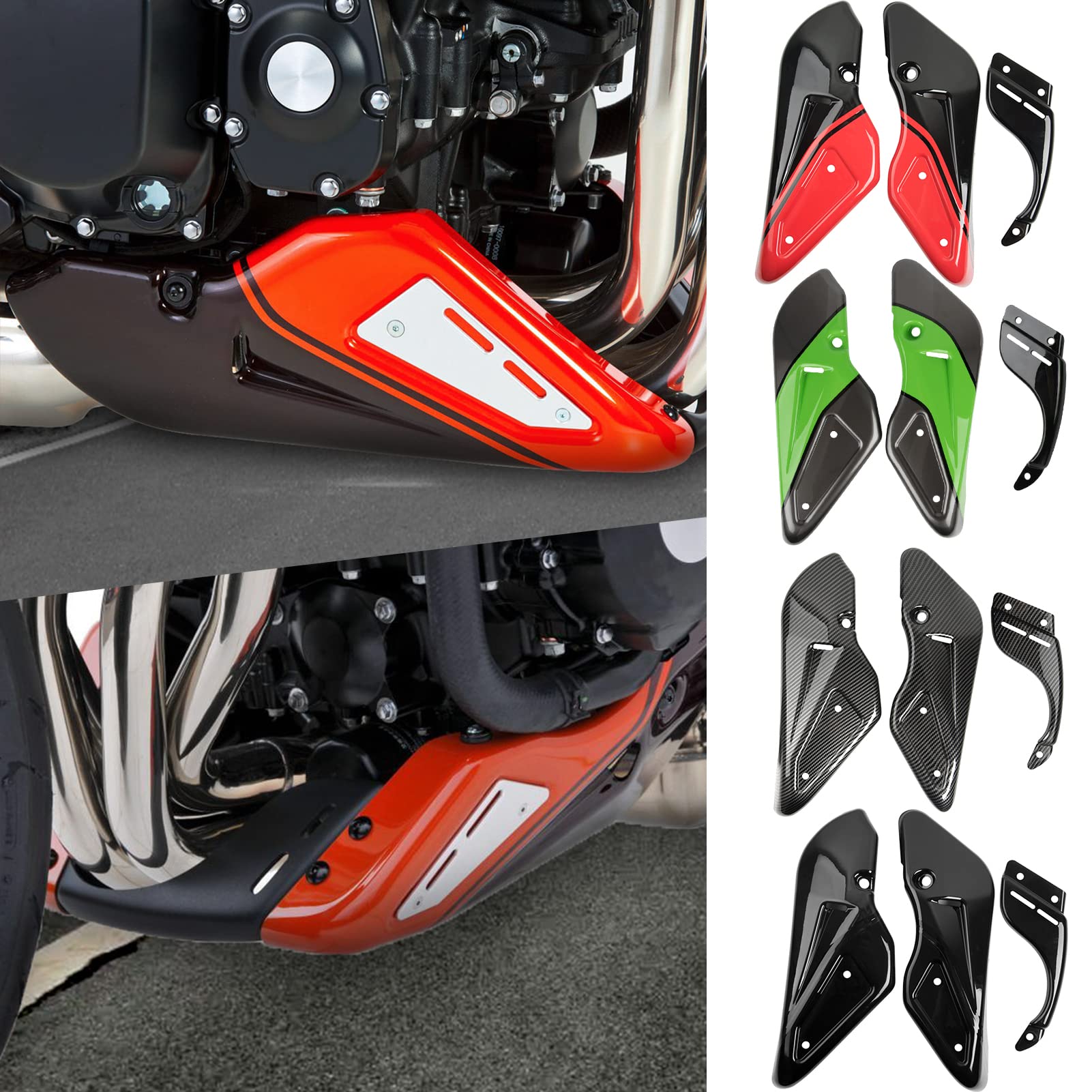 Motorrad-Motorschutz-Chassis-Spoilerplatte Z900RS, unterer Bellypan-Karosserierahmensatz kompatibel mit K-awasaki Z900 RS Z 900 RS Z-900-RS 2018 2019 2020 2021 2022 2023 2024 (Carbonfaser-Look) von TAZGANTAX