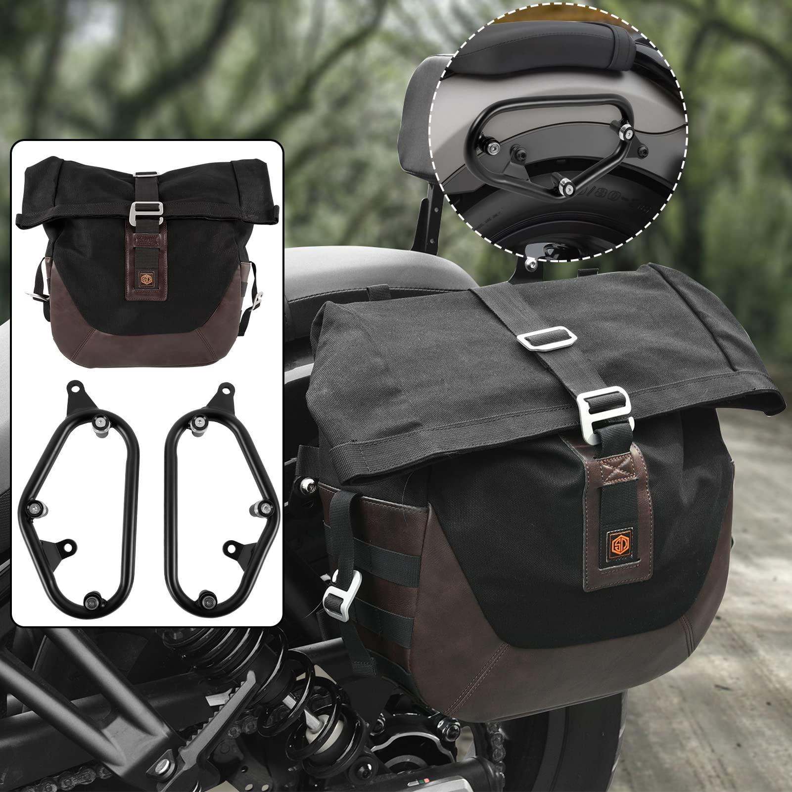 TAZGANTAX Motorrad-Satteltaschen-Aufbewahrungstasche mit Schnellverschluss für Rebel500 Rebel300 Abnehmbare Packtaschen Seitengepäcktasche Kompatibel mit Ho-nda Rebel CMX500 CMX300 (Tasche) von TAZGANTAX