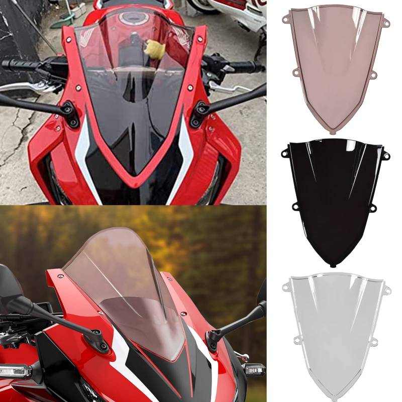 TAZGANTAX Motorrad Windschutzscheibe Windschutz Windabweiser CBR500R Frontverkleidung Flyscreen Protector Kompatibel mit Ho-nda CBR 500 R CBR-500-R Zubehör 2019 2020 2021 2022 19-22 (Rauch) von TAZGANTAX