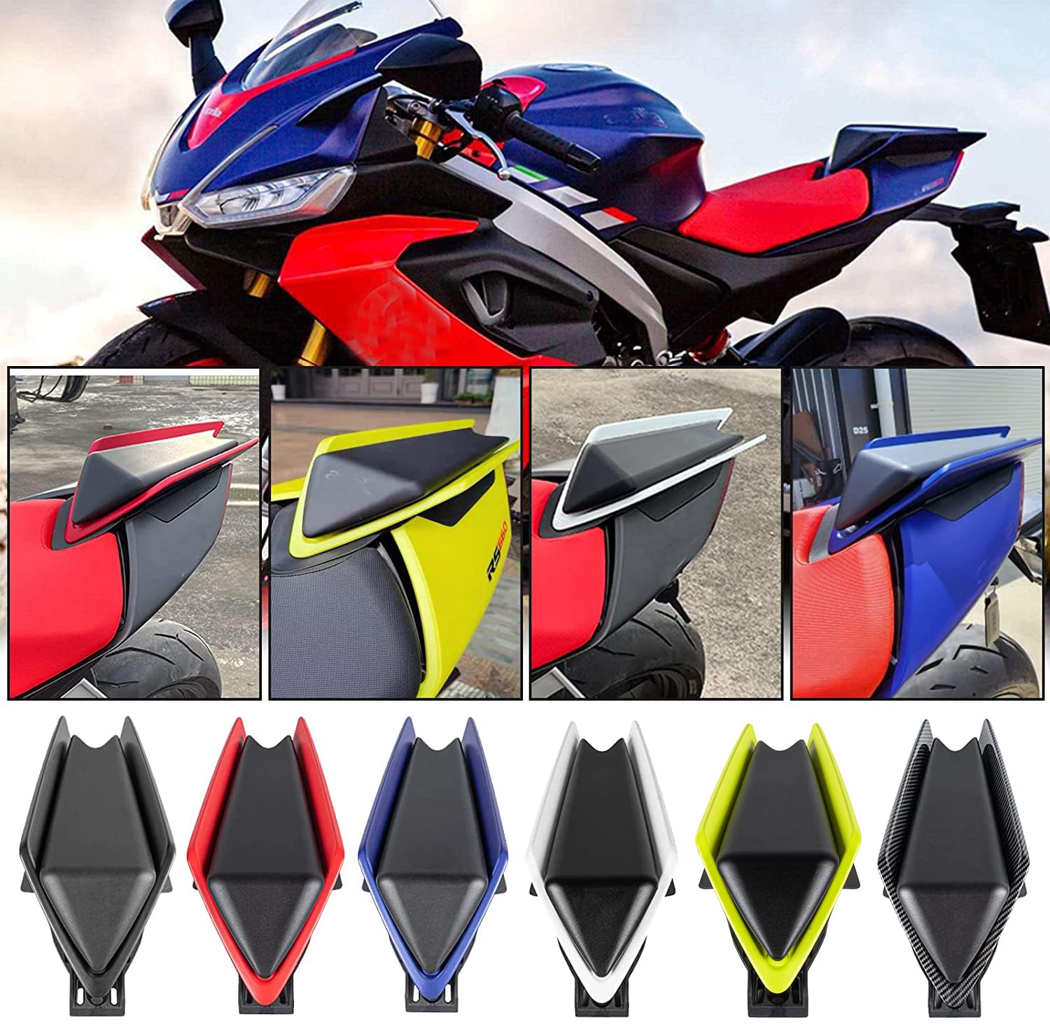 TAZGANTAX Motorrad kompatibel mit Ap-rilia RS 660 Tuono 660 RS für Tuono 660 RSV4 2020-2023 Motorrad Sozius Sozius Rücksitzabdeckung Verkleidung Sitzverkleidung Höcker Spoiler (Kohlefaser-Optik) von TAZGANTAX