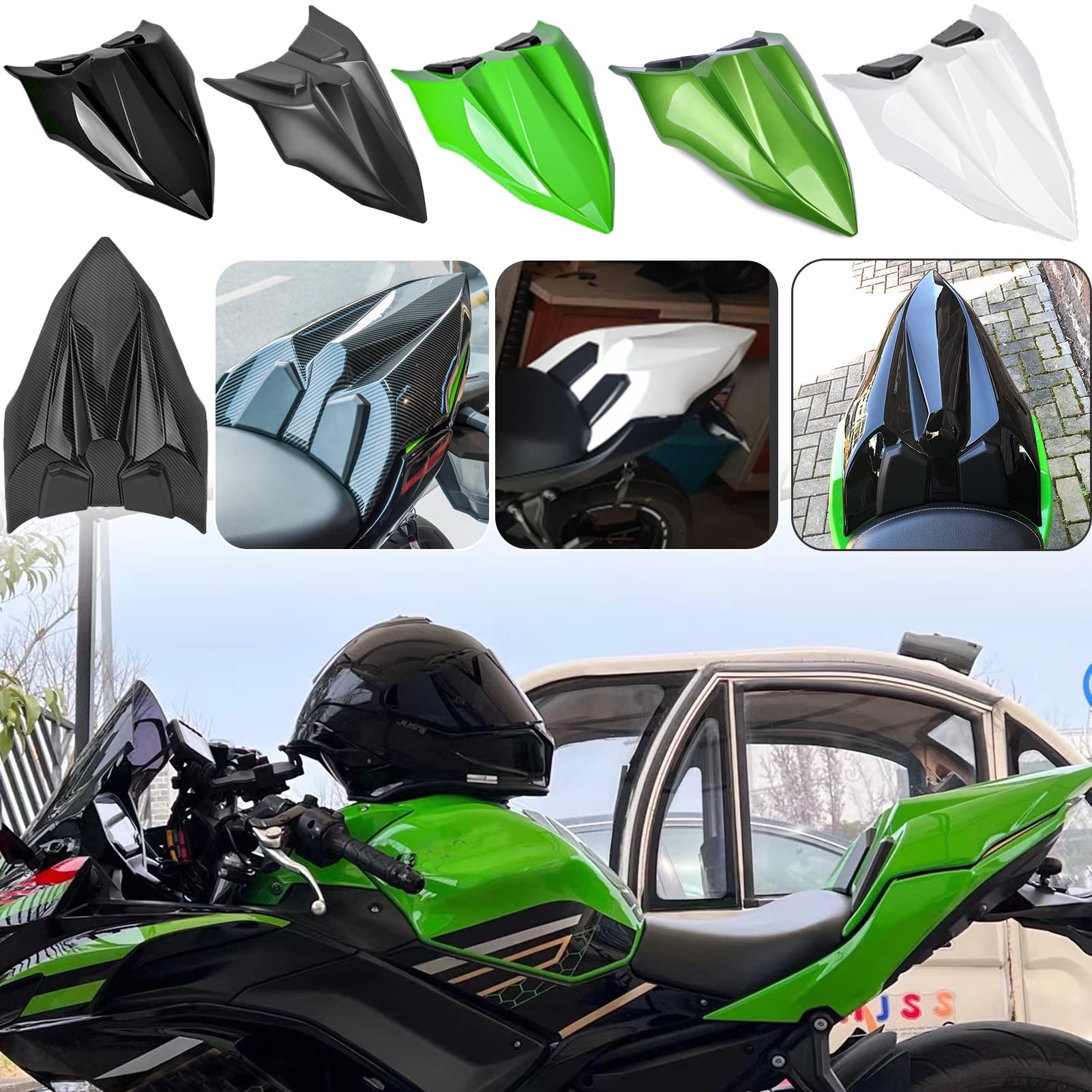 TAZGANTAX Verkleidungsabdeckung für den Soziussitz des Motorrads, kompatibel mit Ka-wa-sa-ki Z650 Ninja 650 Z-650 NINJA-650 Zubehör 2017 2018 2019 2020 2021 2022 2023 2024(Hellgrün) von TAZGANTAX