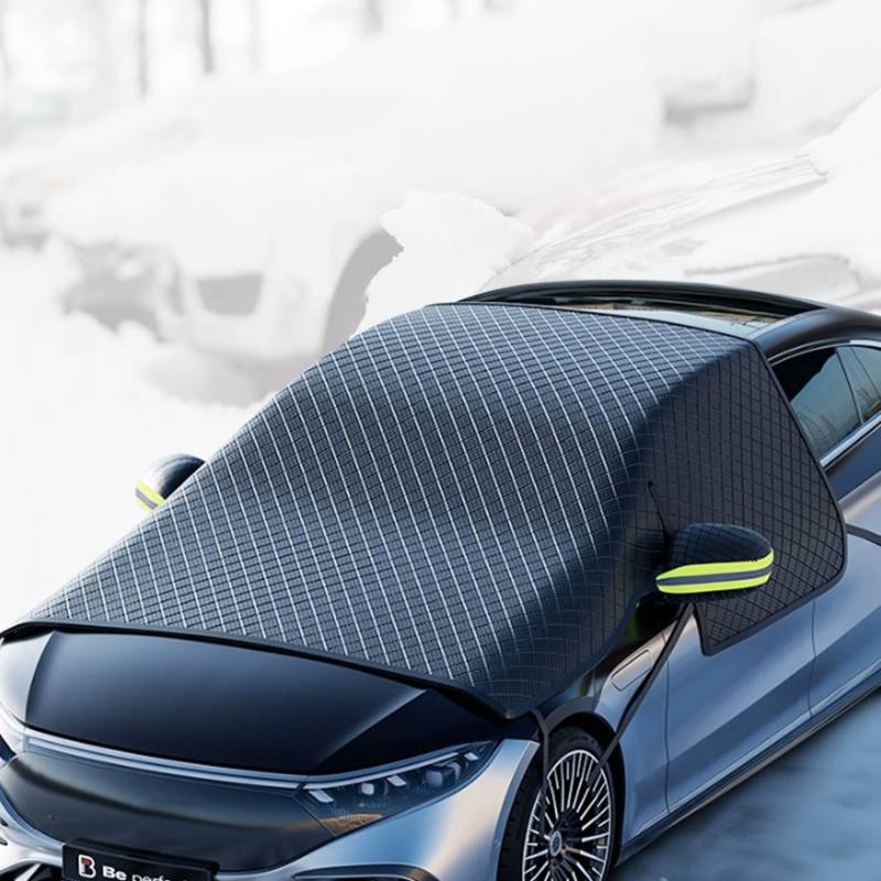TAZZOR Windschutzscheibenabdeckung Winter (304×145cm) – Faltbare Ultra-Dicke Abdeckung gegen Sonne, Staub, Frost, EIS & Schnee für die meisten Autos von TAZZOR
