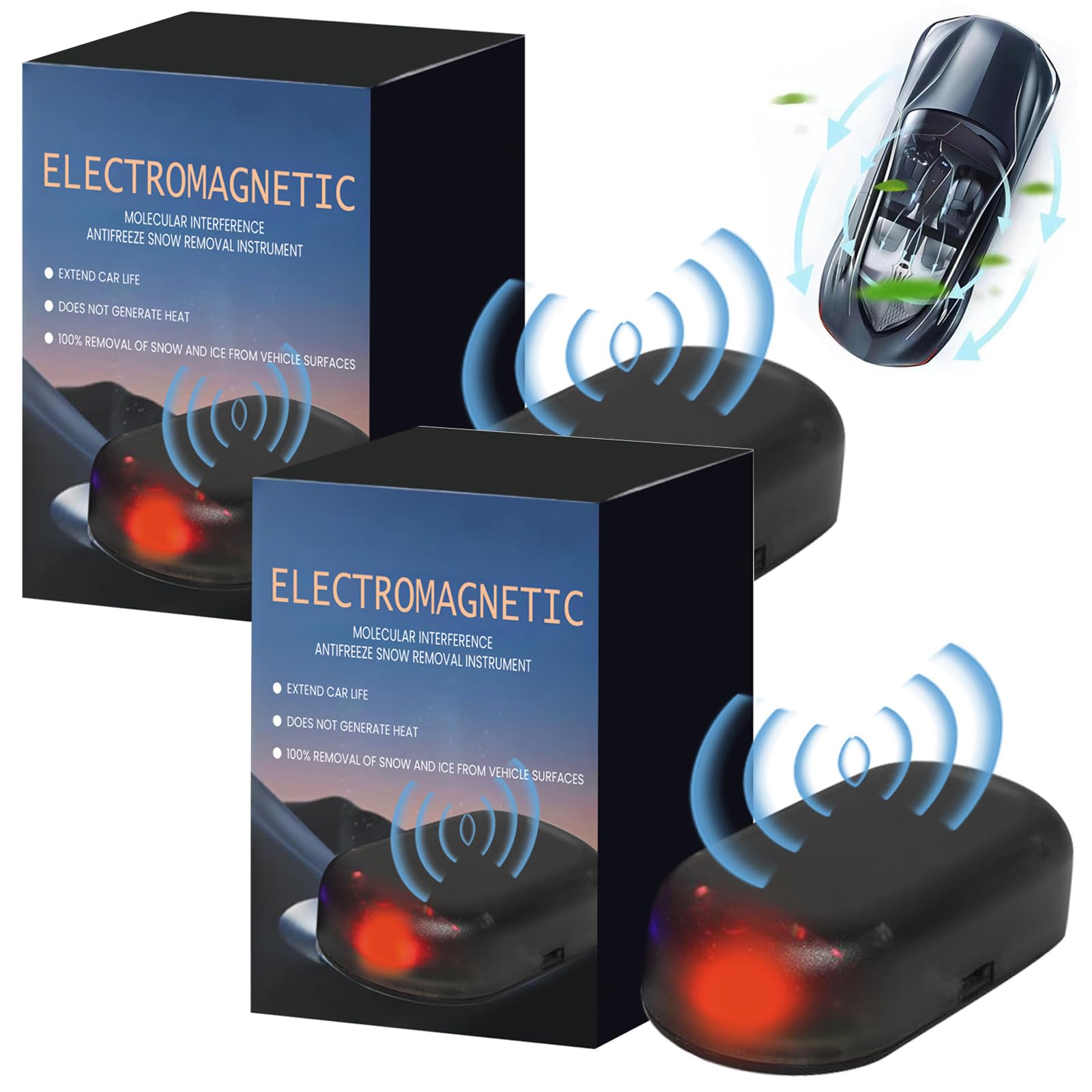 Molekulare Enteisung von Fahrzeugen, Auto Enteiser Elektromagnetische molekulare Interferenz Werkzeug Frostschutzmittel, Elektromagnetisches Antifrost Mikrowellen Molekular Enteisung Instrument (2PCS) von TBLMPNE