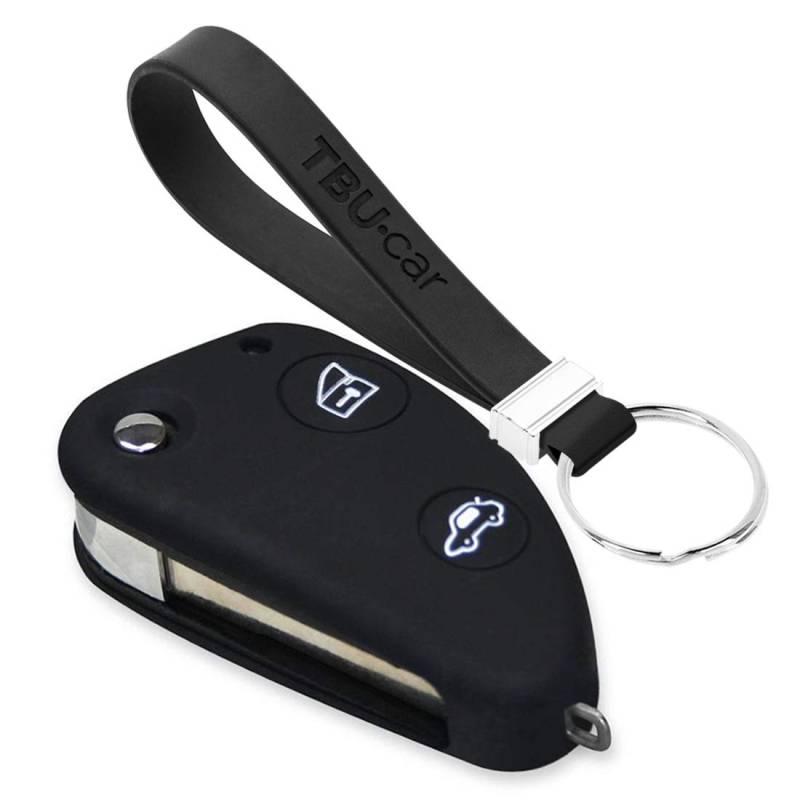 TBU car Autoschlüssel Hülle kompatibel mit Alfa Romeo 2 Tasten - Schutzhülle aus Silikon - Auto Schlüsselhülle Cover in Schwarz von TBU car