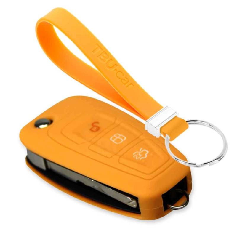 TBU car Autoschlüssel Hülle kompatibel mit Ford 3 Tasten - Schutzhülle aus Silikon - Auto Schlüsselhülle Cover in Orange von TBU car