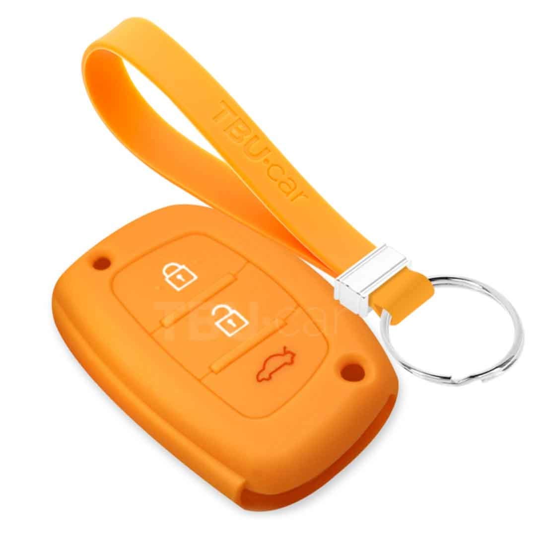 TBU car Autoschlüssel Hülle kompatibel mit Hyundai 3 Tasten (Keyless Entry) - Schutzhülle aus Silikon - Auto Schlüsselhülle Cover in Orange von TBU car