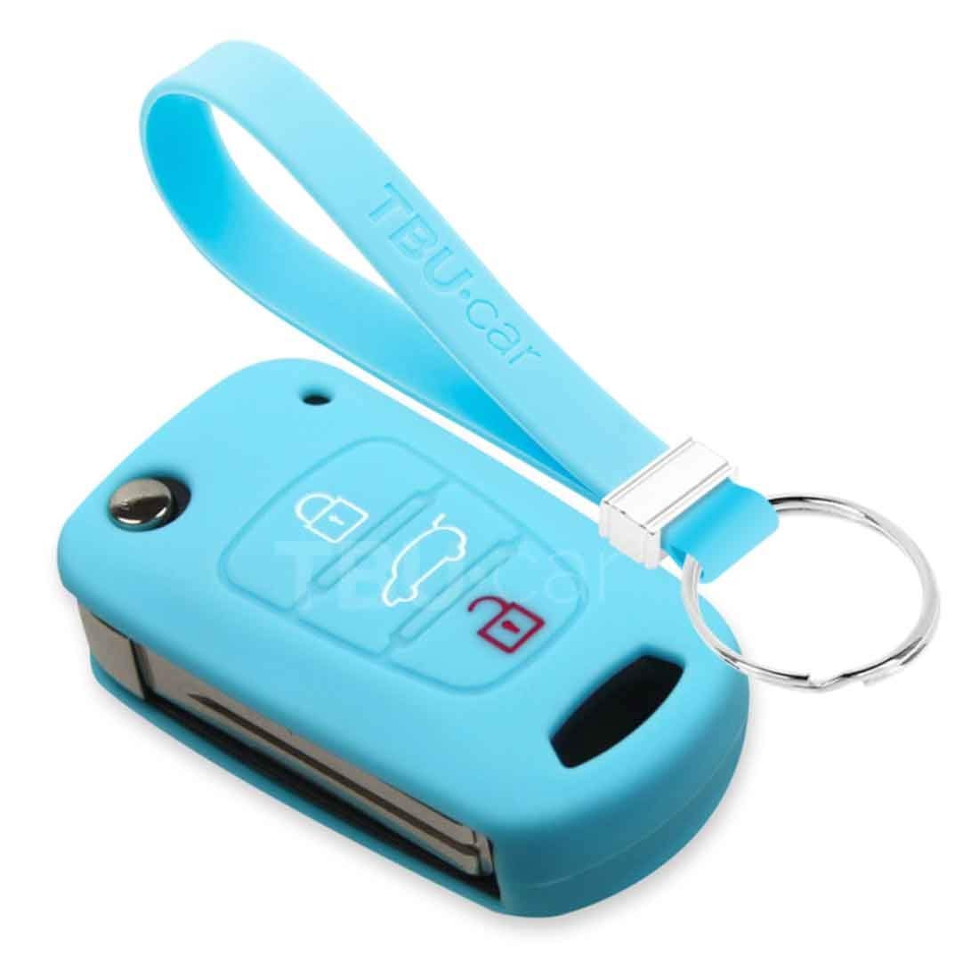 TBU car Autoschlüssel Hülle kompatibel mit Kia 3 Tasten - Schutzhülle aus Silikon - Auto Schlüsselhülle Cover in Hellblau von TBU car