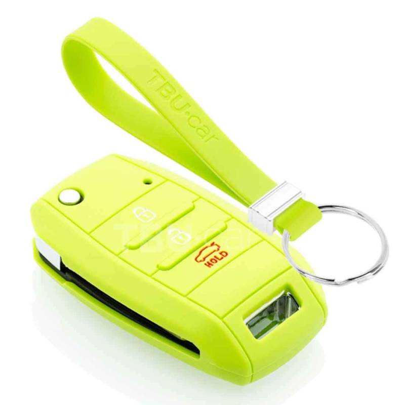 TBU car Autoschlüssel Hülle kompatibel mit Kia 3 Tasten - Schutzhülle aus Silikon - Auto Schlüsselhülle Cover in Hellgrün von TBU car