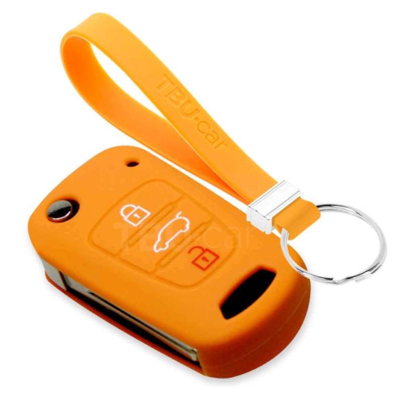TBU car Autoschlüssel Hülle kompatibel mit Kia 3 Tasten - Schutzhülle aus Silikon - Auto Schlüsselhülle Cover in Orange von TBU car