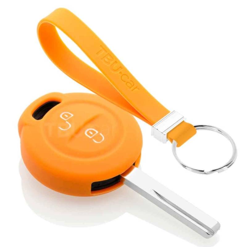 TBU car Autoschlüssel Hülle kompatibel mit Mitsubishi 2 Tasten - Schutzhülle aus Silikon - Auto Schlüsselhülle Cover in Orange von TBU car