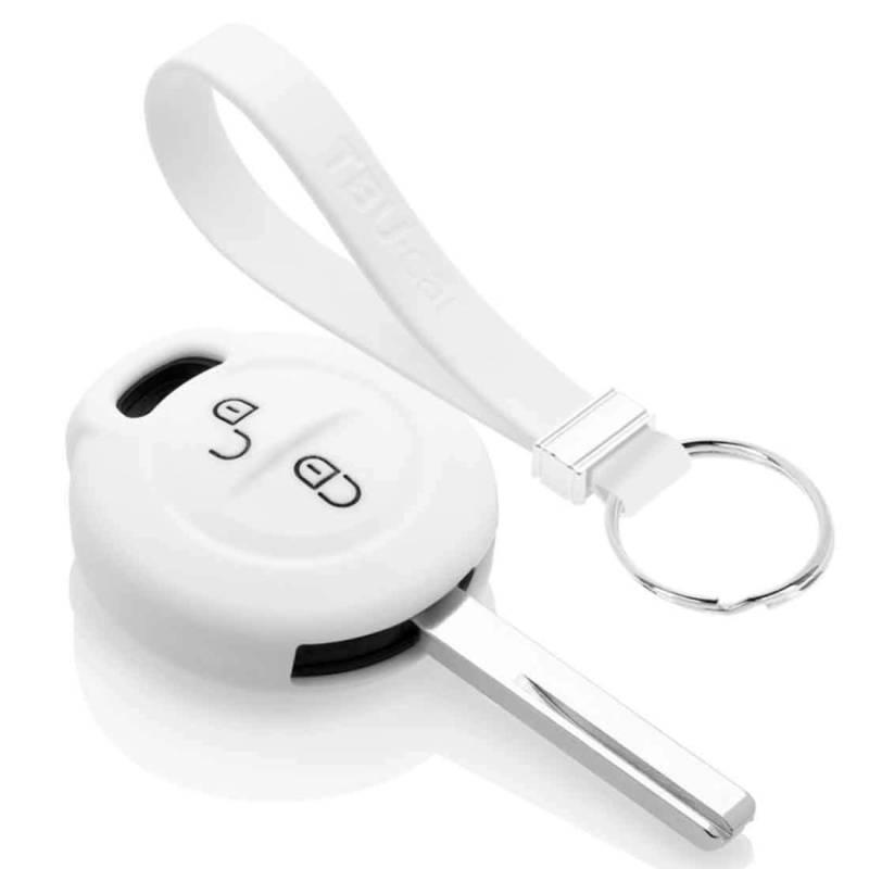 TBU car Autoschlüssel Hülle kompatibel mit Mitsubishi 2 Tasten - Schutzhülle aus Silikon - Auto Schlüsselhülle Cover in Weiß von TBU car