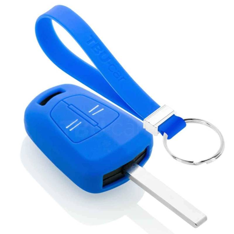 TBU car Autoschlüssel Hülle kompatibel mit Opel 2 Tasten - Schutzhülle aus Silikon - Auto Schlüsselhülle Cover in Blau von TBU car