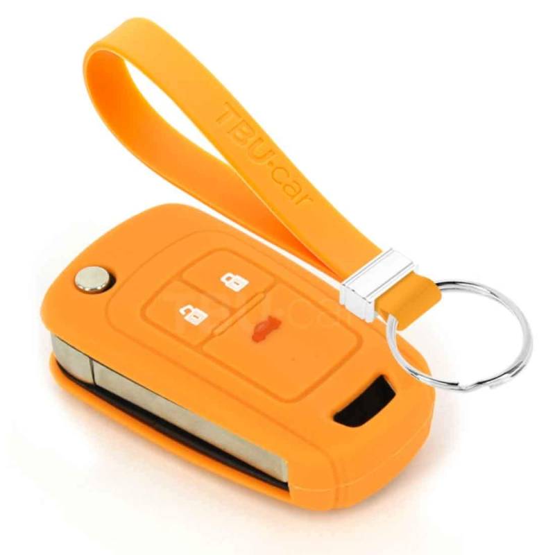 TBU car Autoschlüssel Hülle kompatibel mit Opel 3 Tasten - Schutzhülle aus Silikon - Auto Schlüsselhülle Cover in Orange von TBU car