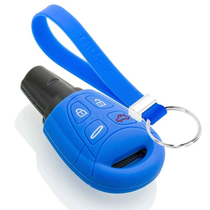 TBU car Autoschlüssel Hülle kompatibel mit Saab 4 Tasten - Schutzhülle aus Silikon - Auto Schlüsselhülle Cover in Blau von TBU car
