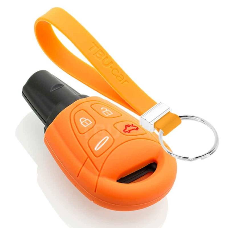 TBU car Autoschlüssel Hülle kompatibel mit Saab 4 Tasten - Schutzhülle aus Silikon - Auto Schlüsselhülle Cover in Orange von TBU car