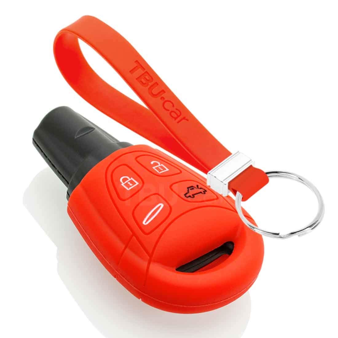 TBU car Autoschlüssel Hülle kompatibel mit Saab 4 Tasten - Schutzhülle aus Silikon - Auto Schlüsselhülle Cover in Rot von TBU car