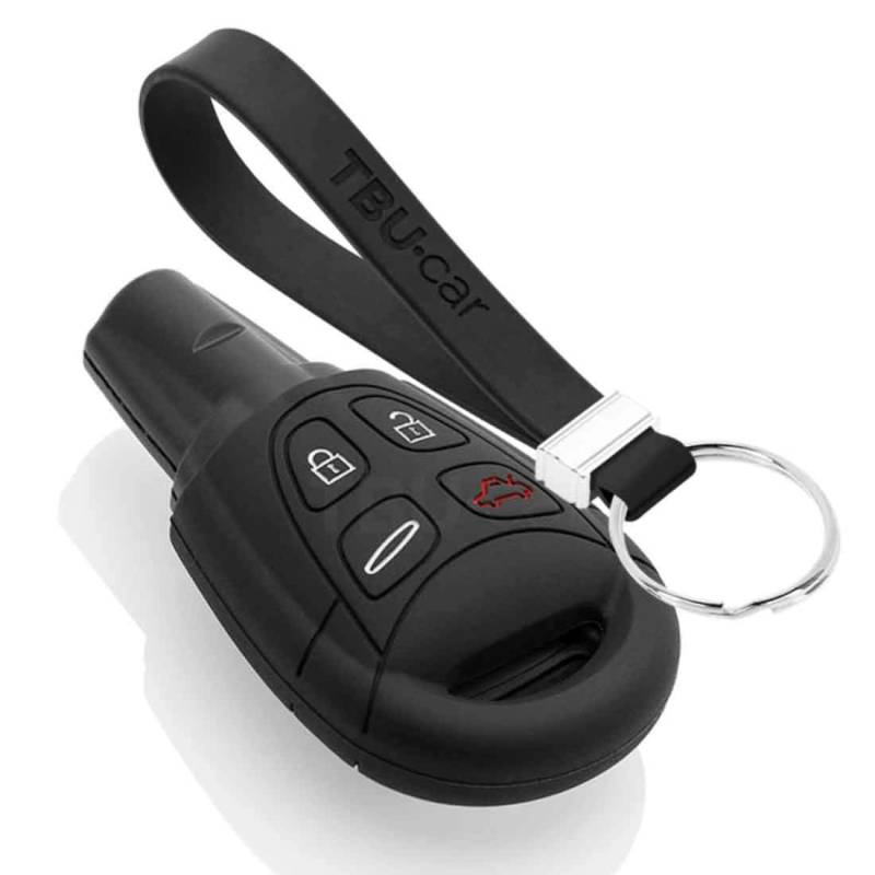 TBU car Autoschlüssel Hülle kompatibel mit Saab 4 Tasten - Schutzhülle aus Silikon - Auto Schlüsselhülle Cover in Schwarz von TBU car