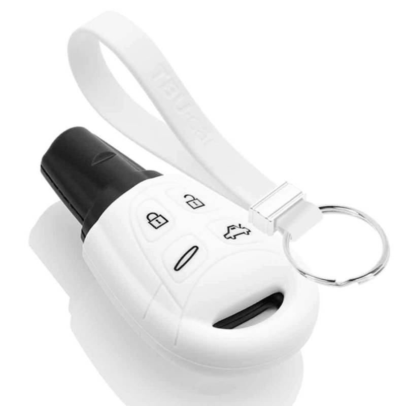 TBU car Autoschlüssel Hülle kompatibel mit Saab 4 Tasten - Schutzhülle aus Silikon - Auto Schlüsselhülle Cover in Weiß von TBU car