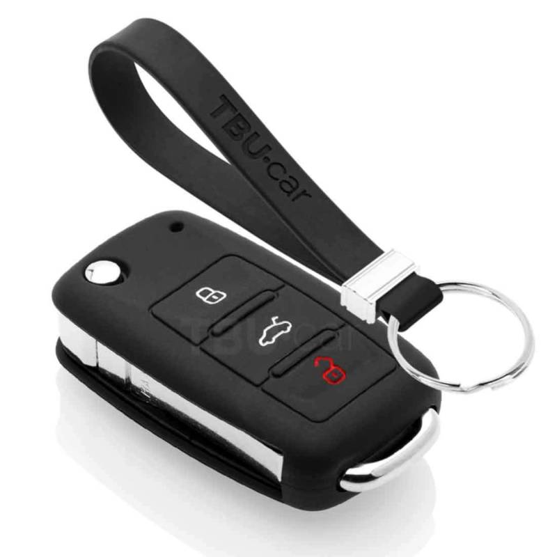 TBU car Autoschlüssel Hülle kompatibel mit Seat 3 Tasten - Schutzhülle aus Silikon - Auto Schlüsselhülle Cover in Schwarz von TBU car